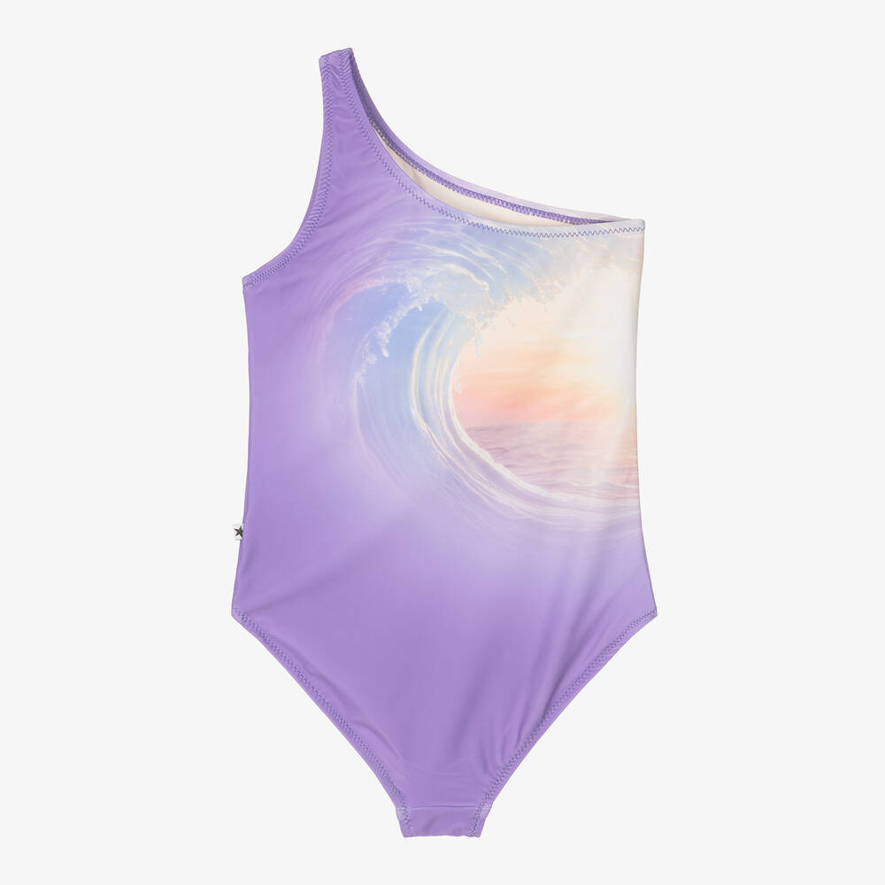 Molo-Girls Purple Sunset Wave Swimsuit (UPF50+) | Childrensalon