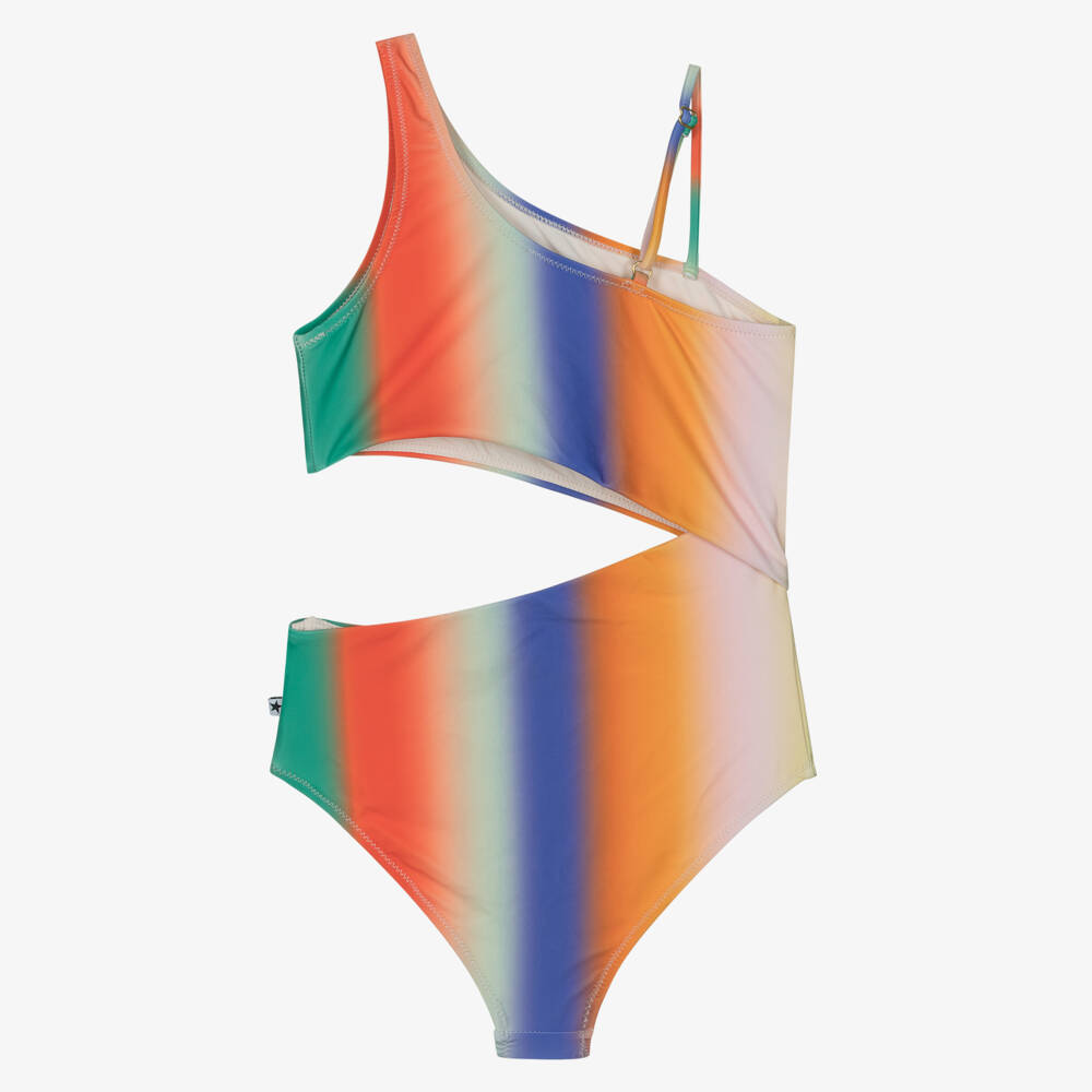 Molo-Купальник с радужными полосками и вырезами для девочек (UPF50+) | Childrensalon