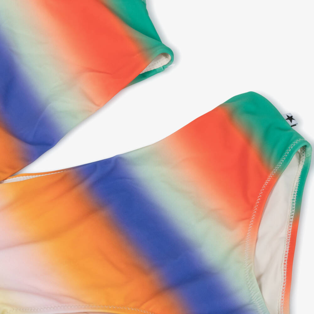 Molo-Купальник с радужными полосками и вырезами для девочек (UPF50+) | Childrensalon