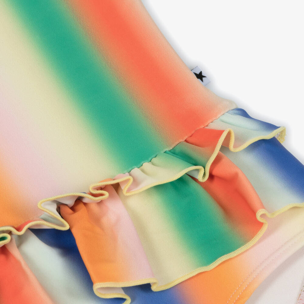 Molo-Купальник в радужную полоску с оборками для девочек UPF50+ | Childrensalon