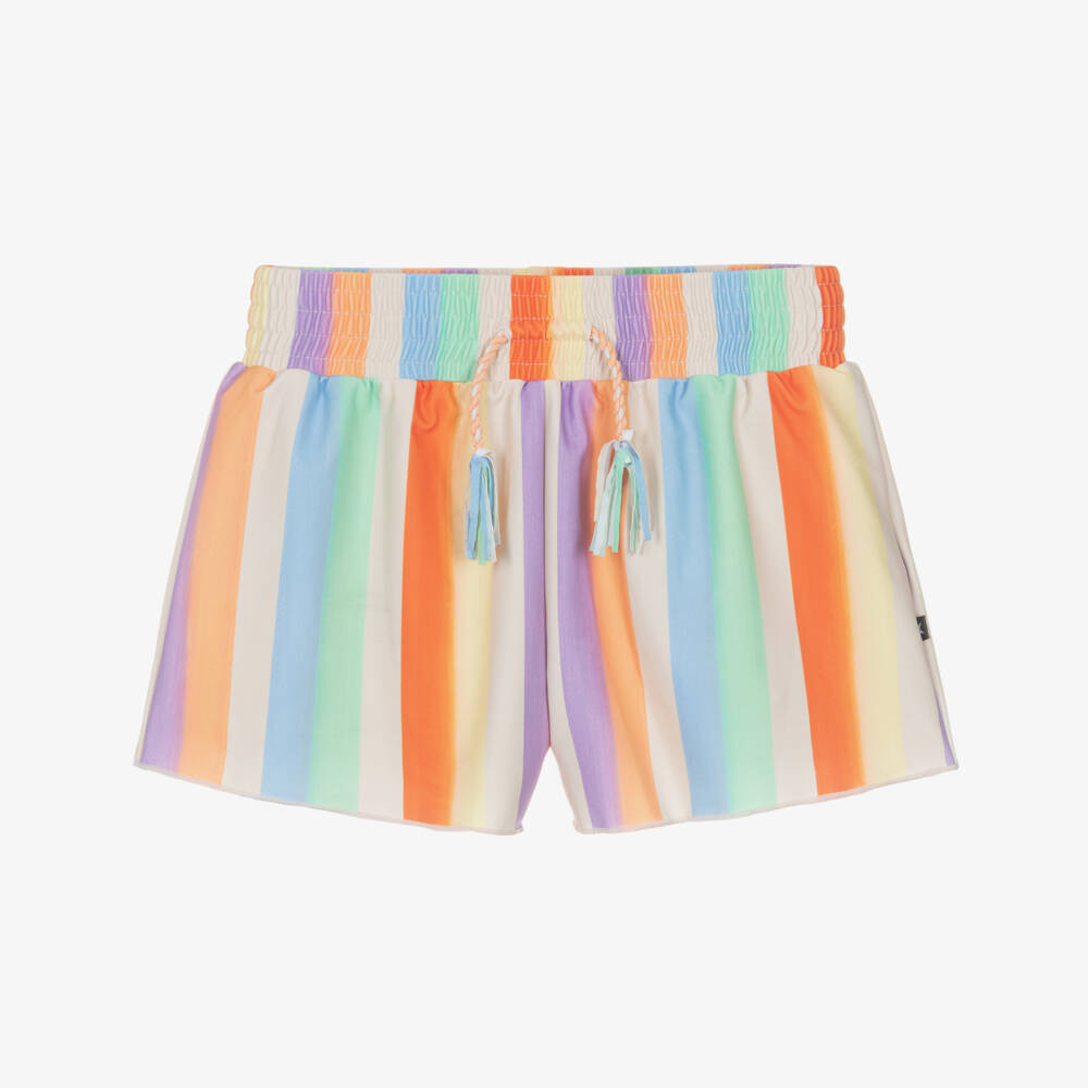 Molo-Girls Rainbow Striped Swim Shorts (UPF50+) | Childrensalon