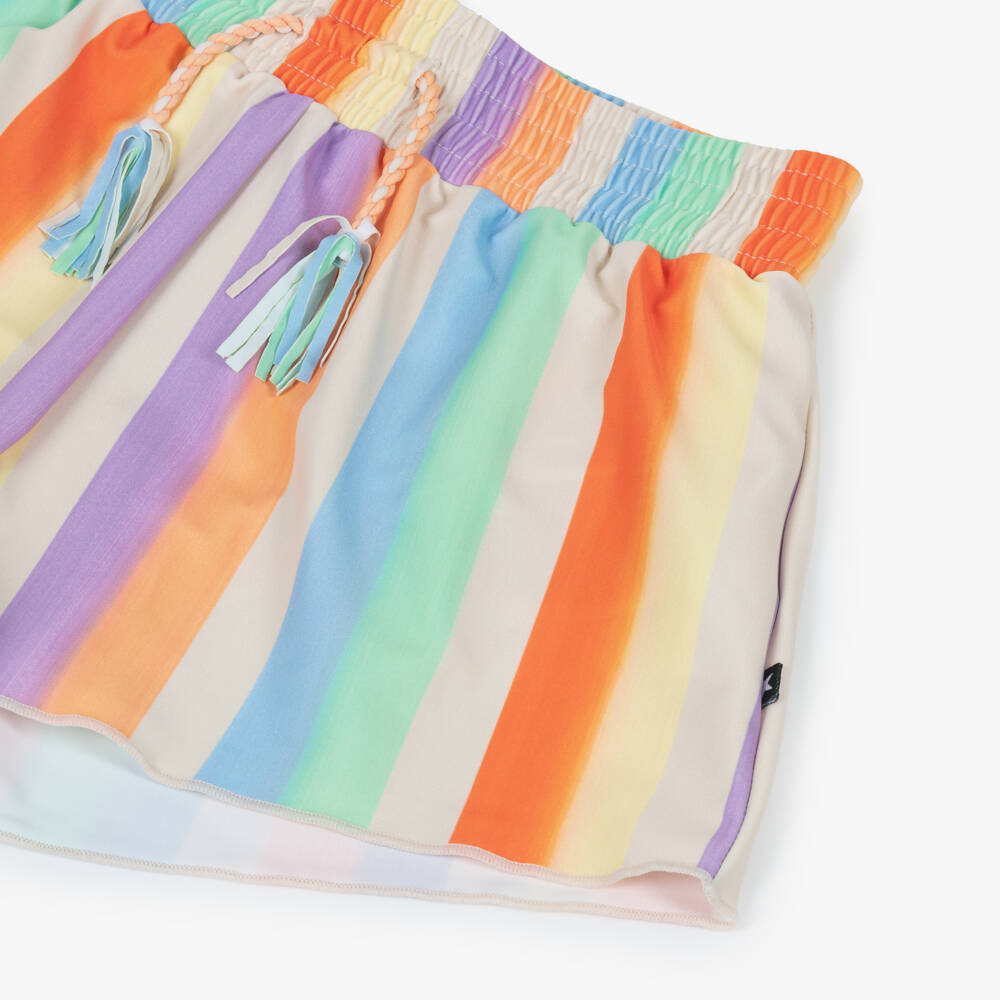 Molo-Girls Rainbow Striped Swim Shorts (UPF50+) | Childrensalon