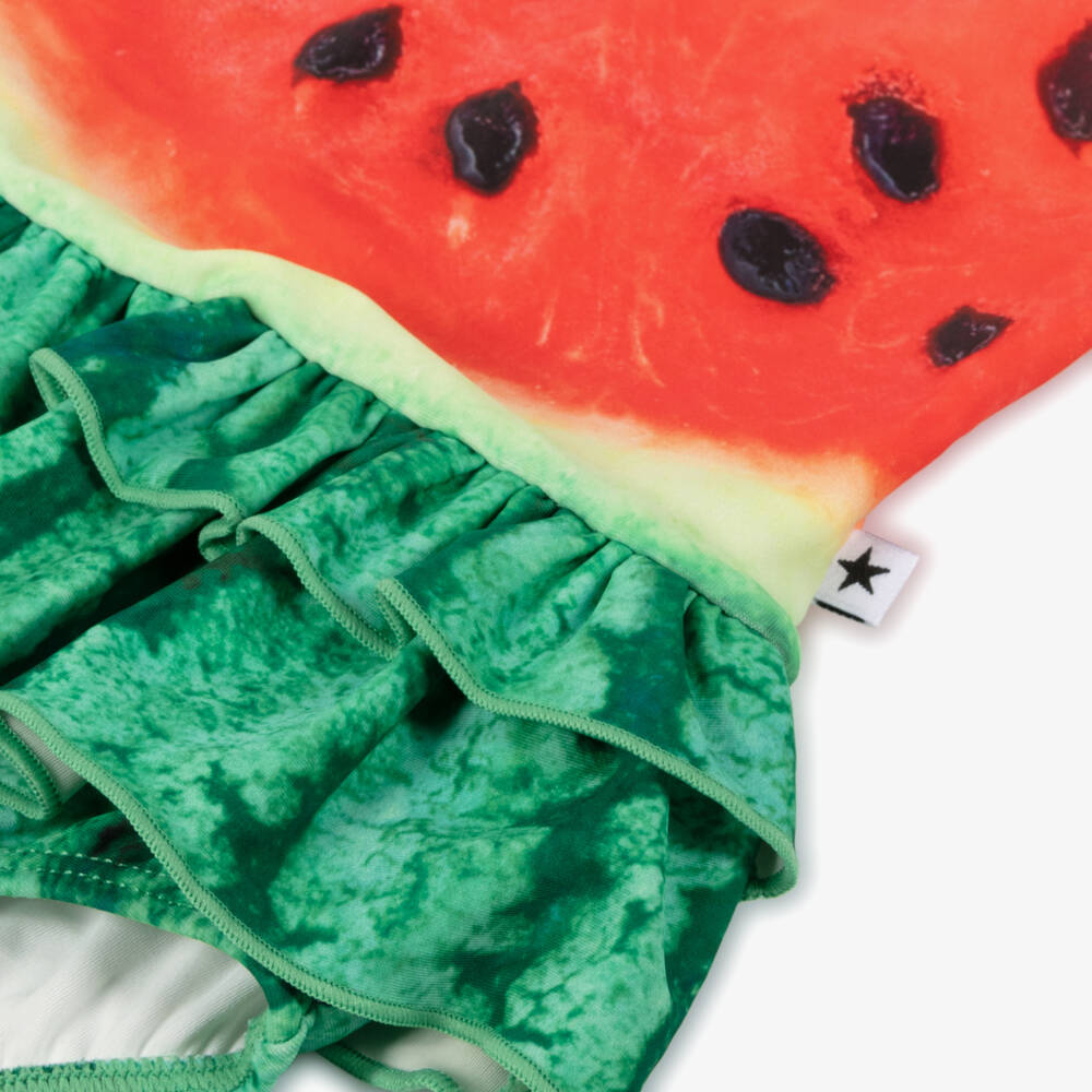 Molo-Girls Red & Green Melon Swimsuit (UPF50+) | Childrensalon