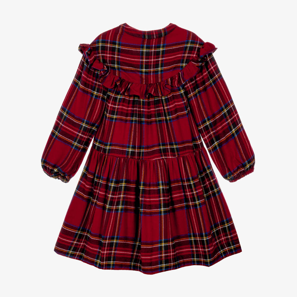 Molo-Girls Red Tartan Ruffle Dress | Childrensalon