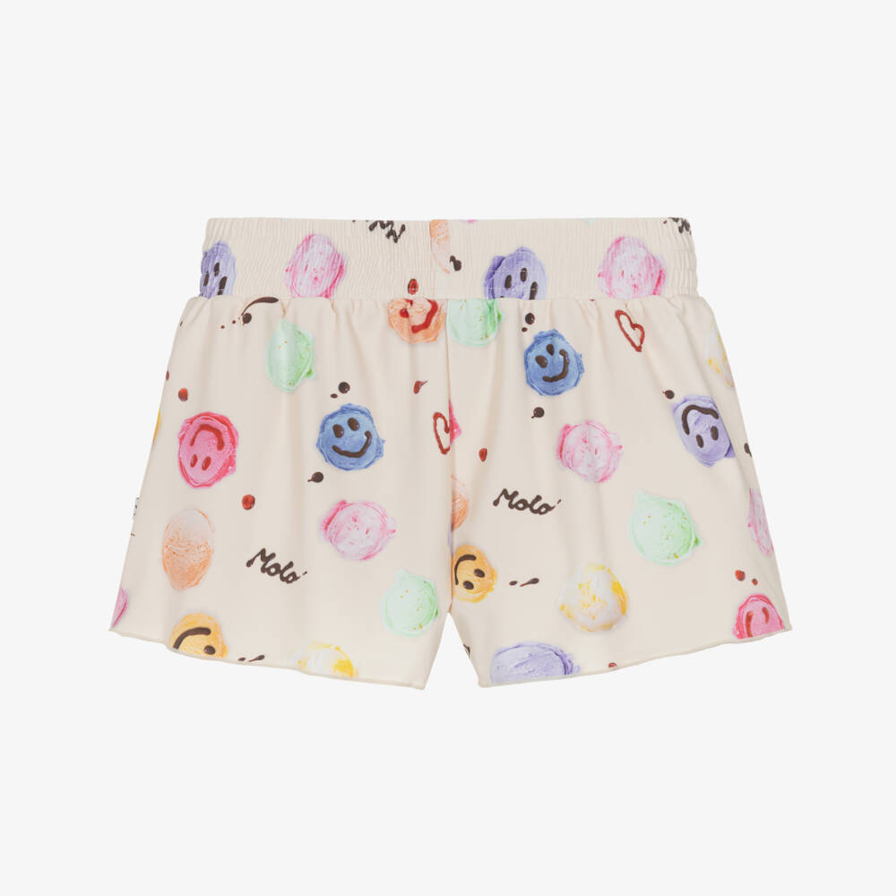 Molo-Girls Smiling Ice Cream Scoops Swim Shorts (UPF50+) | Childrensalon