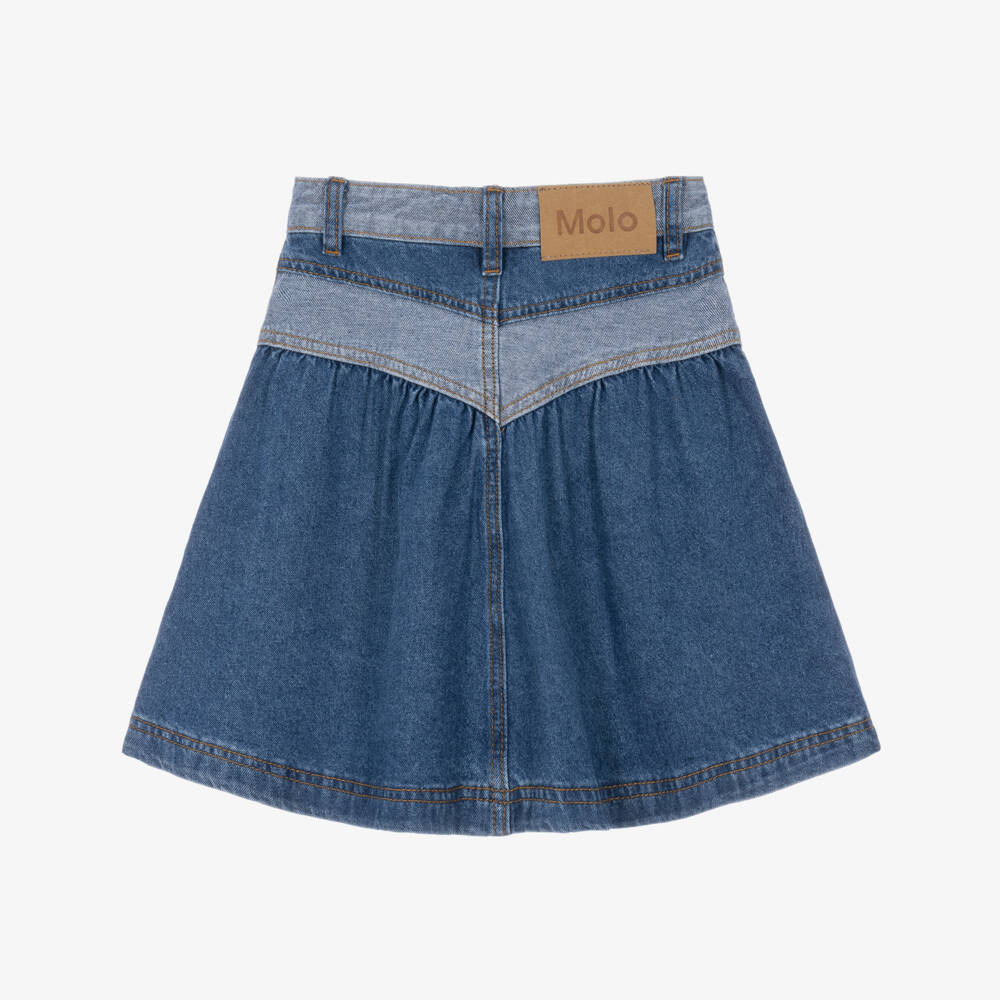 Molo-Girls Two-Tone Denim Skirt | Childrensalon