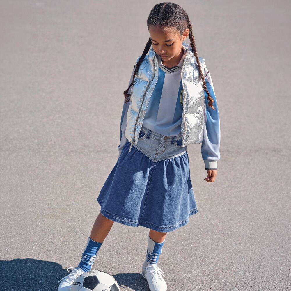 Molo-Girls Two-Tone Denim Skirt | Childrensalon