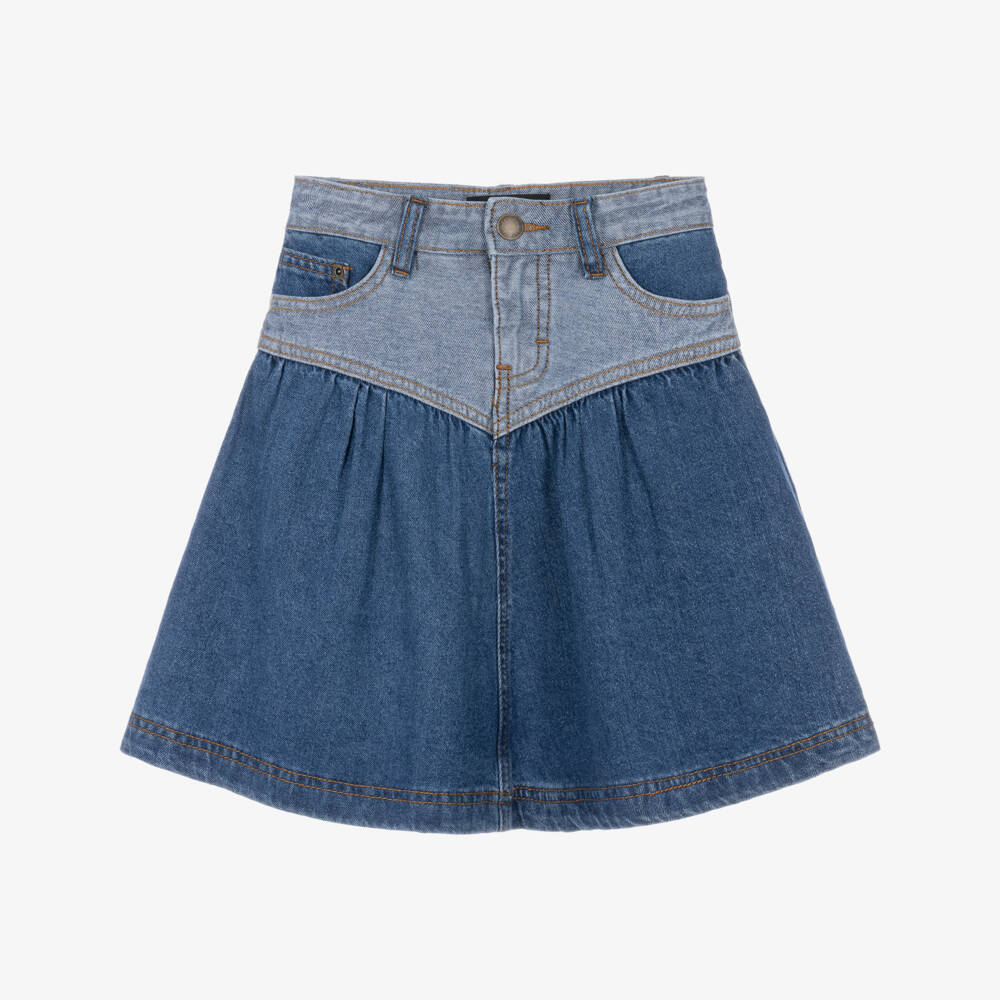 Molo-Girls Two-Tone Denim Skirt | Childrensalon