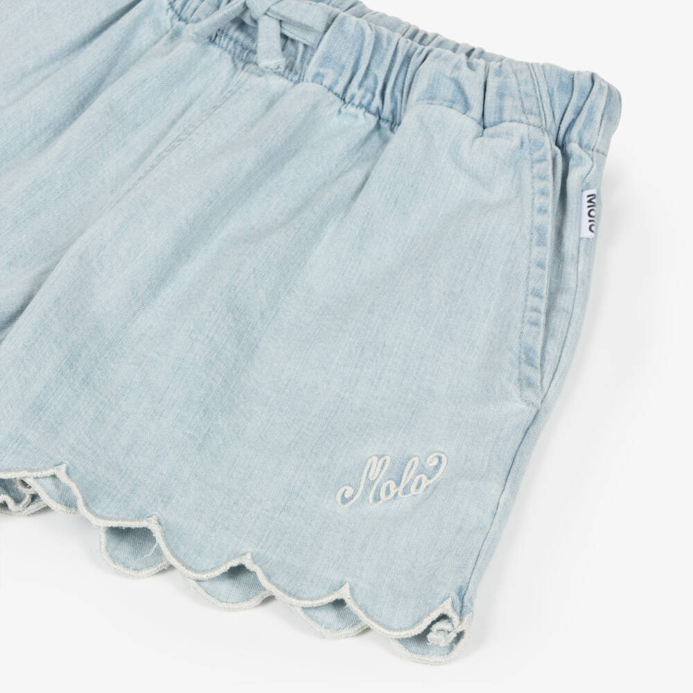 Molo-Шорты голубые из шамбре для девочек | Childrensalon