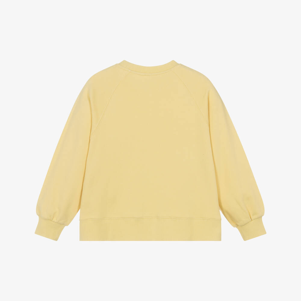 Molo-Girls Yellow Sequin Rainbow Organic Cotton Sweatshirt | Childrensalon