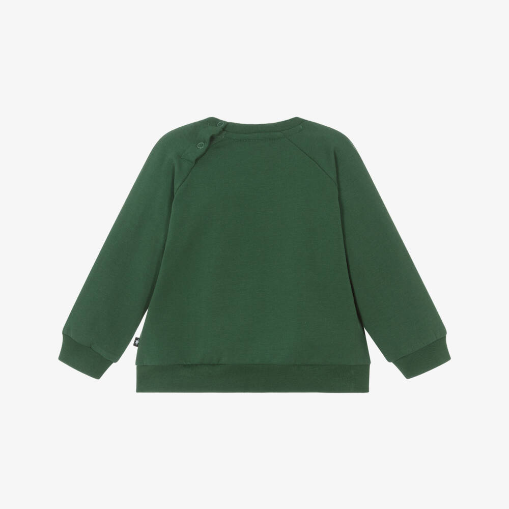 Molo-Green Organic Cotton Smiling Face Sweatshirt | Childrensalon