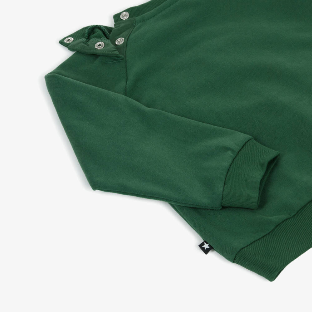 Molo-Green Organic Cotton Smiling Face Sweatshirt | Childrensalon