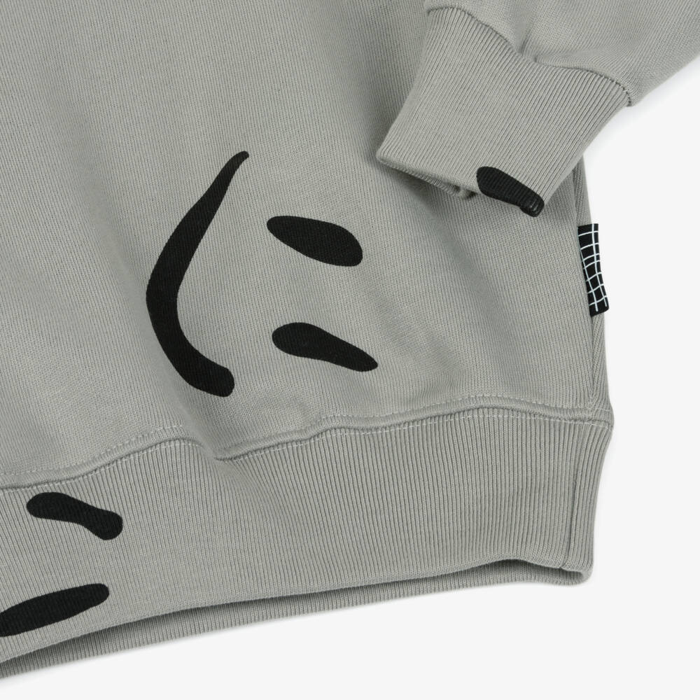 Molo-Grey Cotton Smiling Face Sweatshirt | Childrensalon