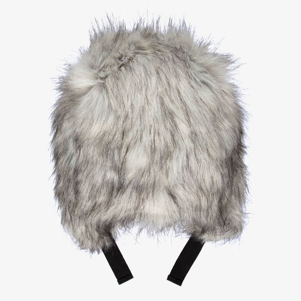 Molo-Grey Fluffy Faux Fur Hat | Childrensalon