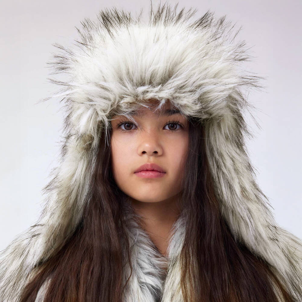 Molo-Grey Fluffy Faux Fur Hat | Childrensalon