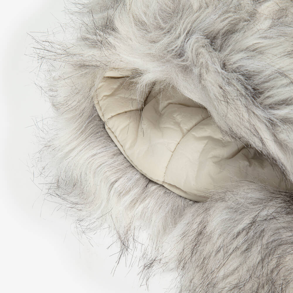 Molo-Grey Fluffy Faux Fur Hat | Childrensalon