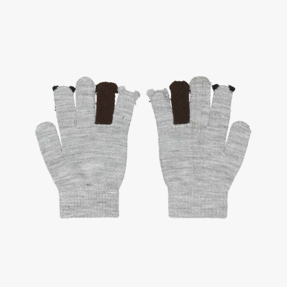 Molo-قفازات محبوكة بأشكال حيوانات لون رمادي | Childrensalon