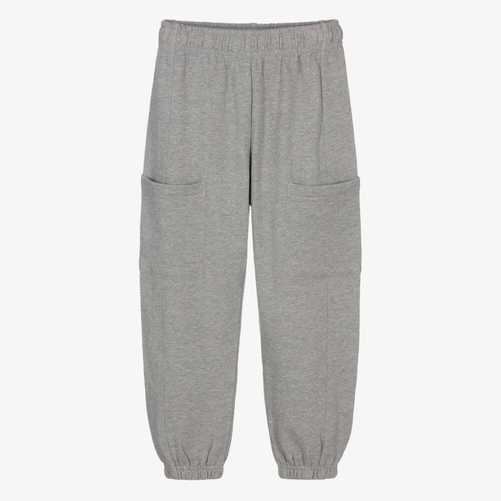 Molo-Grey Marl Cotton Joggers with Patch Pockets | Childrensalon