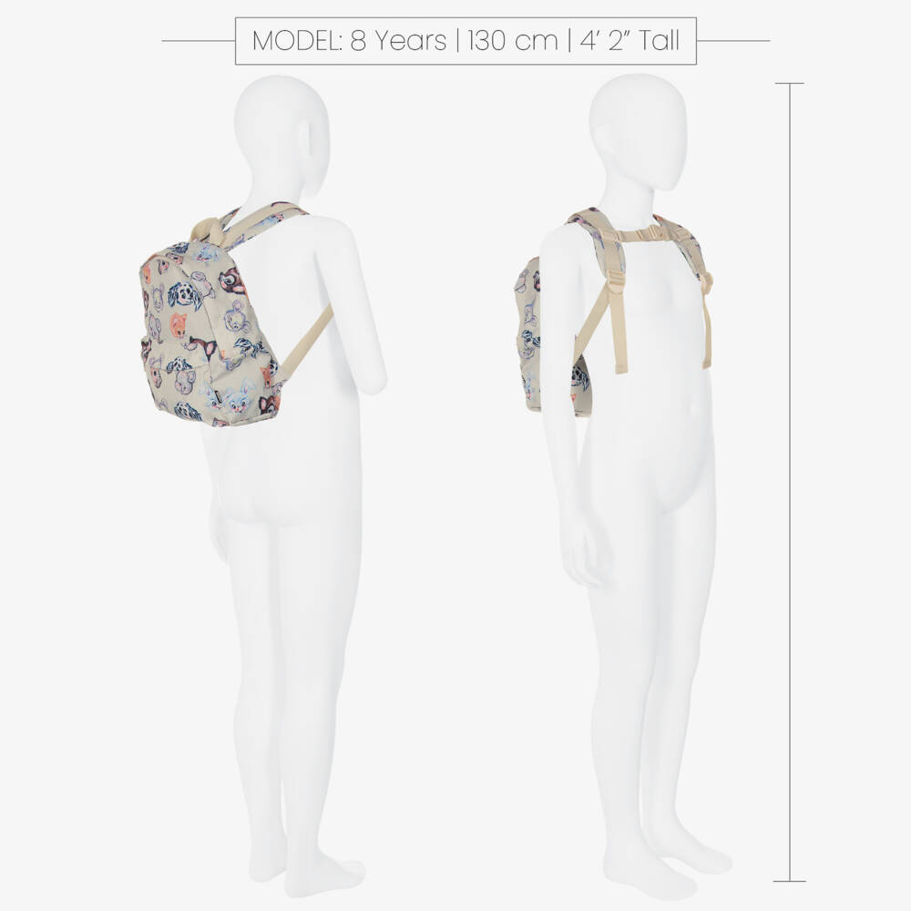 Molo-Ivory Animal Print Backpack (30cm) | Childrensalon
