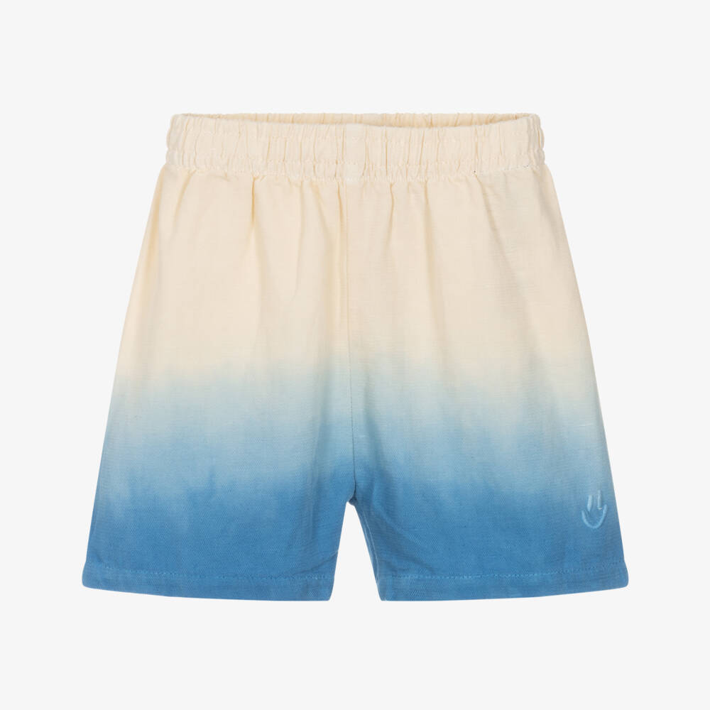 Molo-Ivory & Blue Ombré Linen & Cotton Shorts | Childrensalon