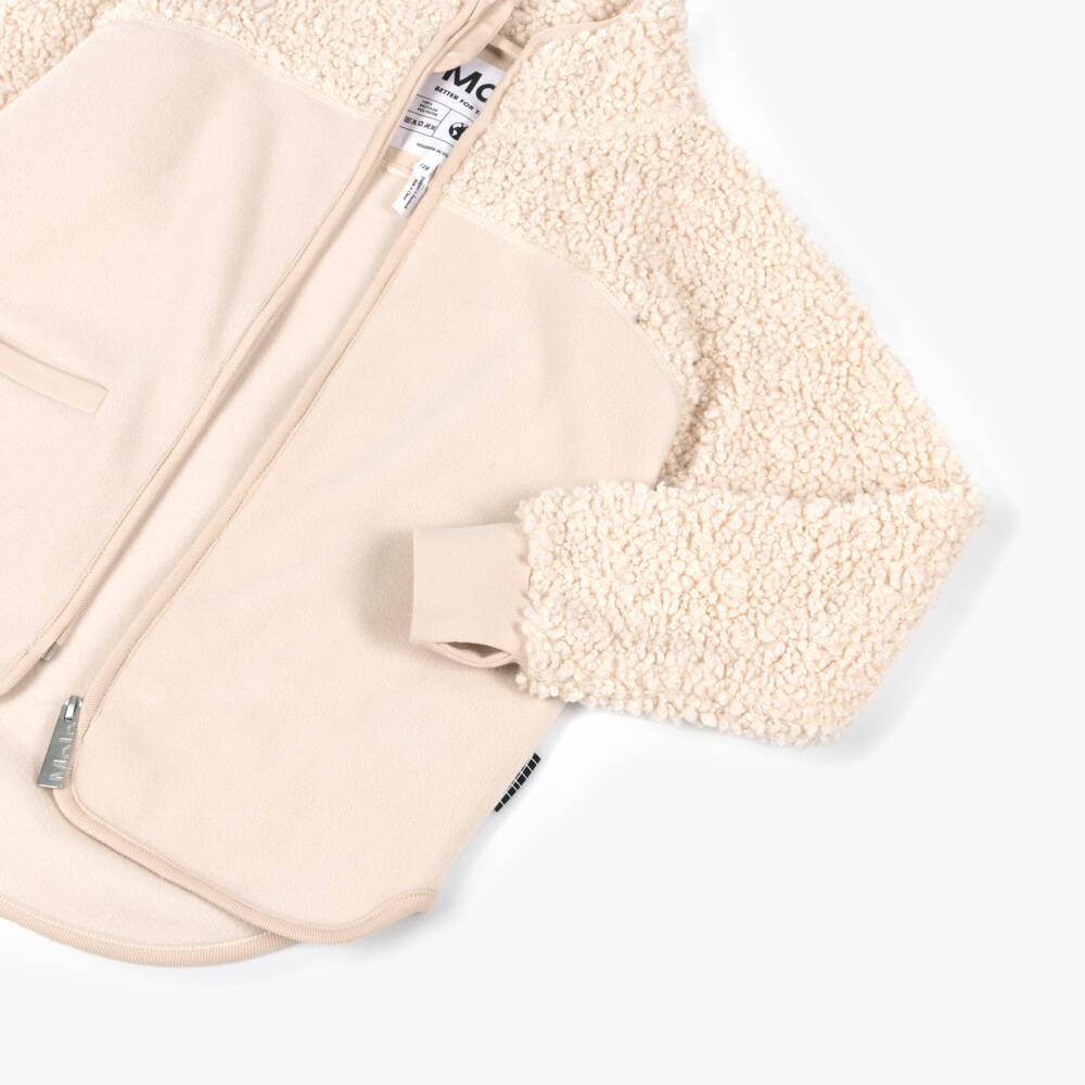 Molo-Ivory Contrast Fleece Zip-Up Top | Childrensalon