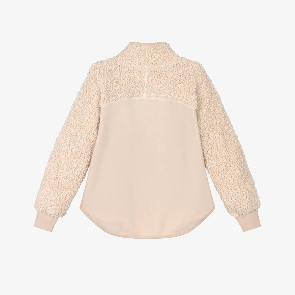 Molo-Ivory Contrast Fleece Zip-Up Top | Childrensalon