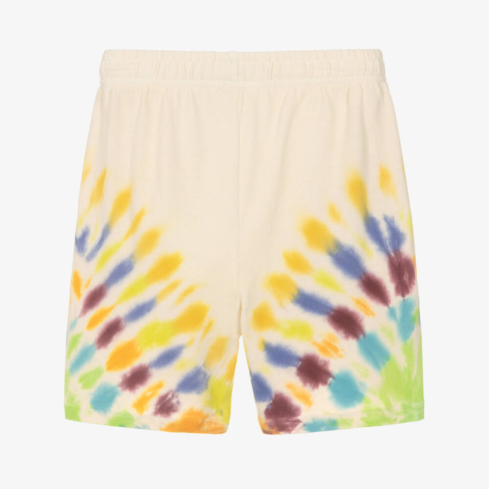 Molo-Ivory Cotton Jersey Tie-Dye Shorts | Childrensalon