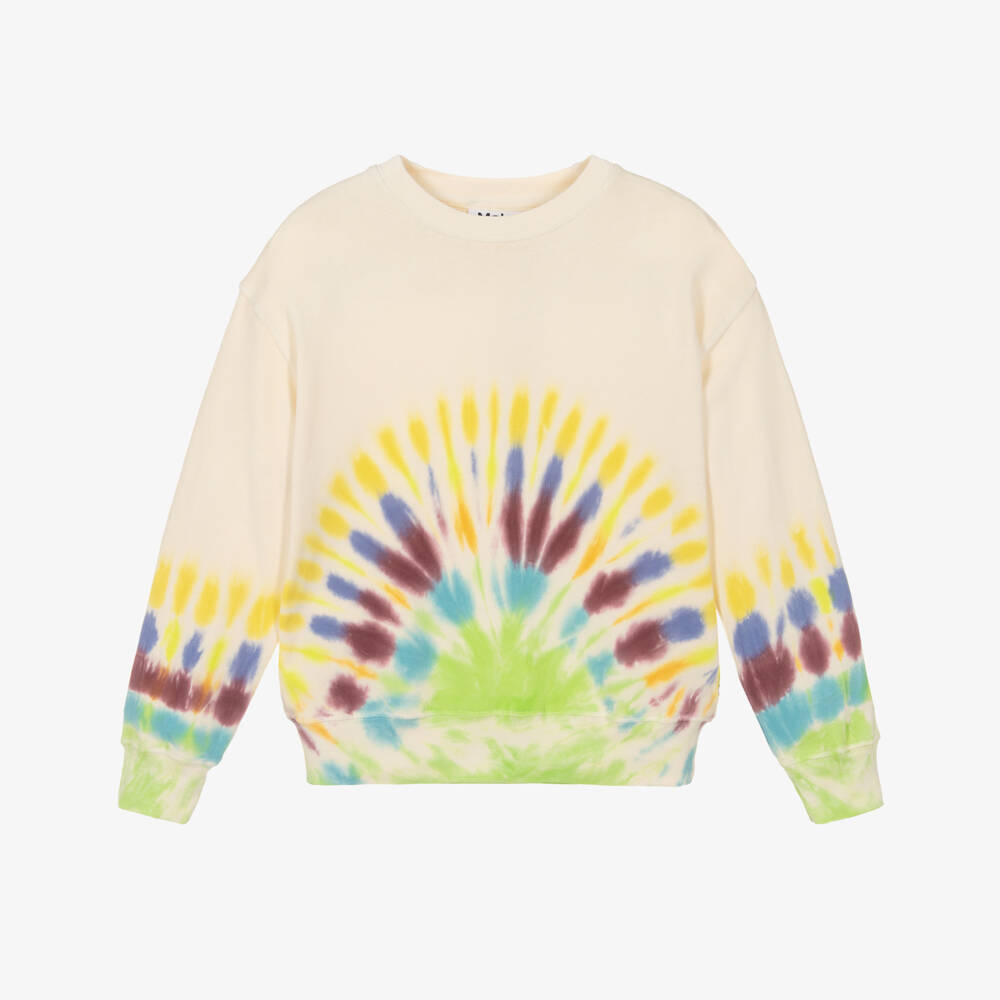 Molo-Ivory Cotton Jersey Tie-Dye Sweatshirt | Childrensalon