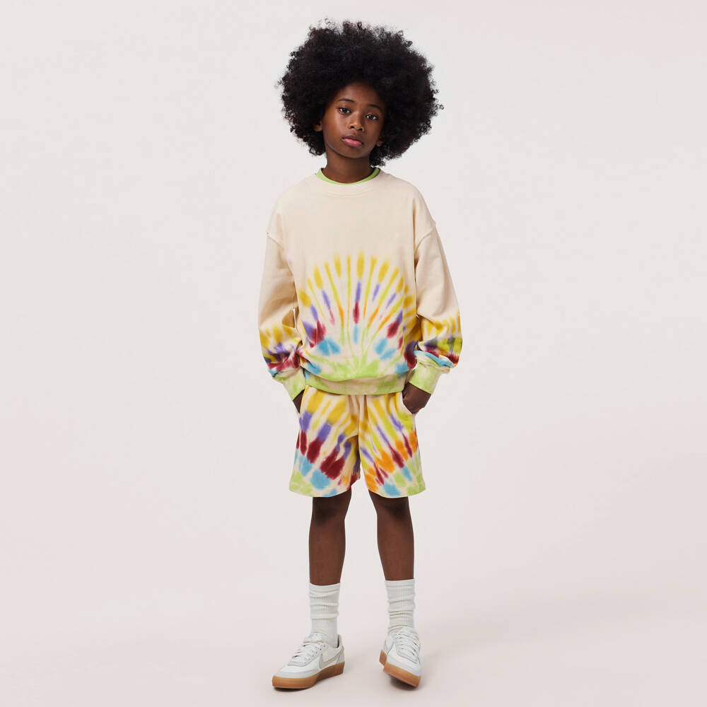 Molo-Ivory Cotton Jersey Tie-Dye Sweatshirt | Childrensalon