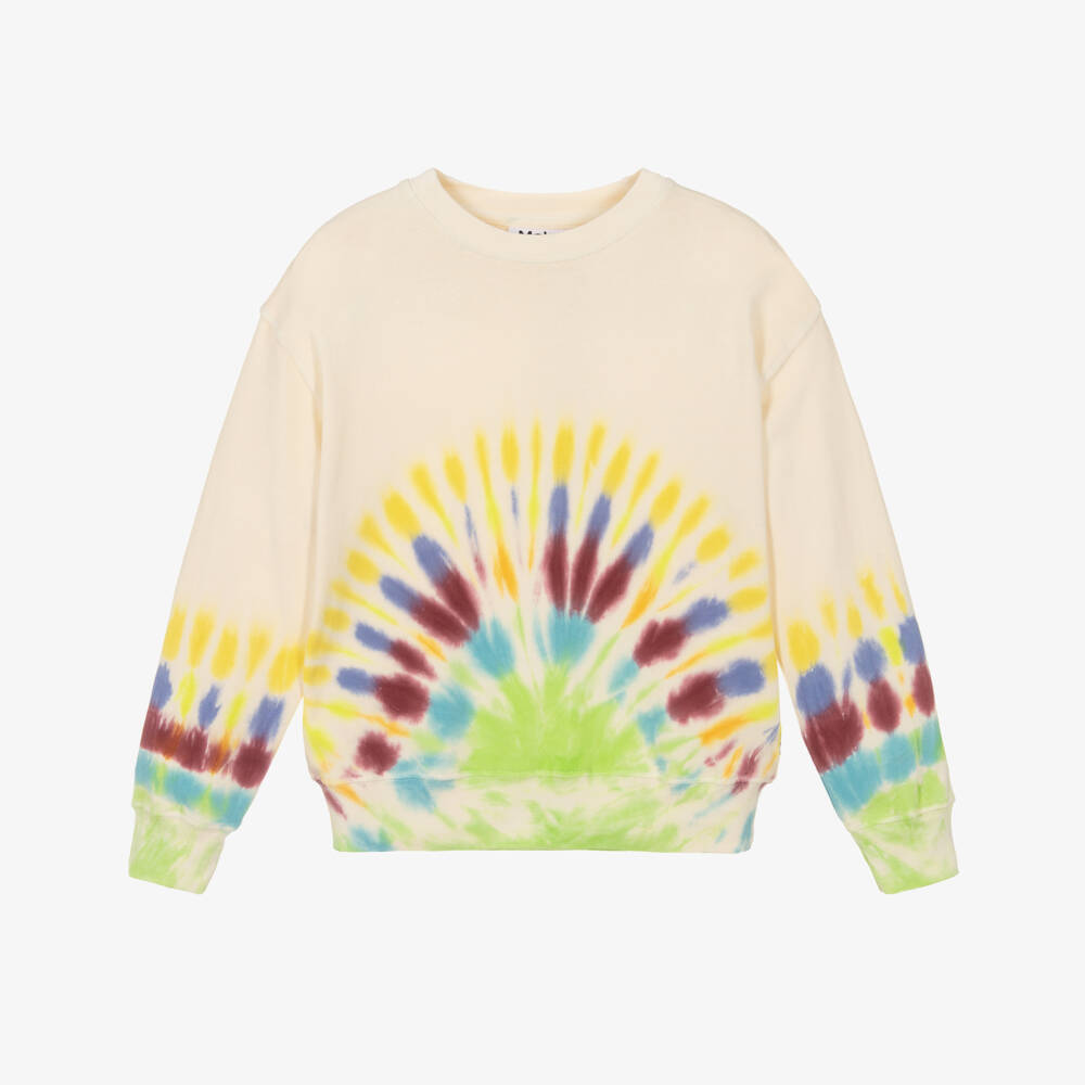 Molo-Ivory Cotton Jersey Tie-Dye Sweatshirt | Childrensalon