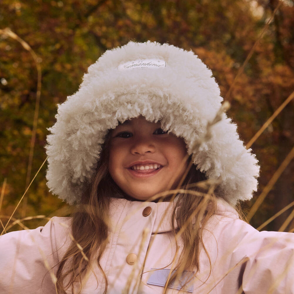 Molo-Ivory Fluffy Faux Shearling Bucket Hat | Childrensalon
