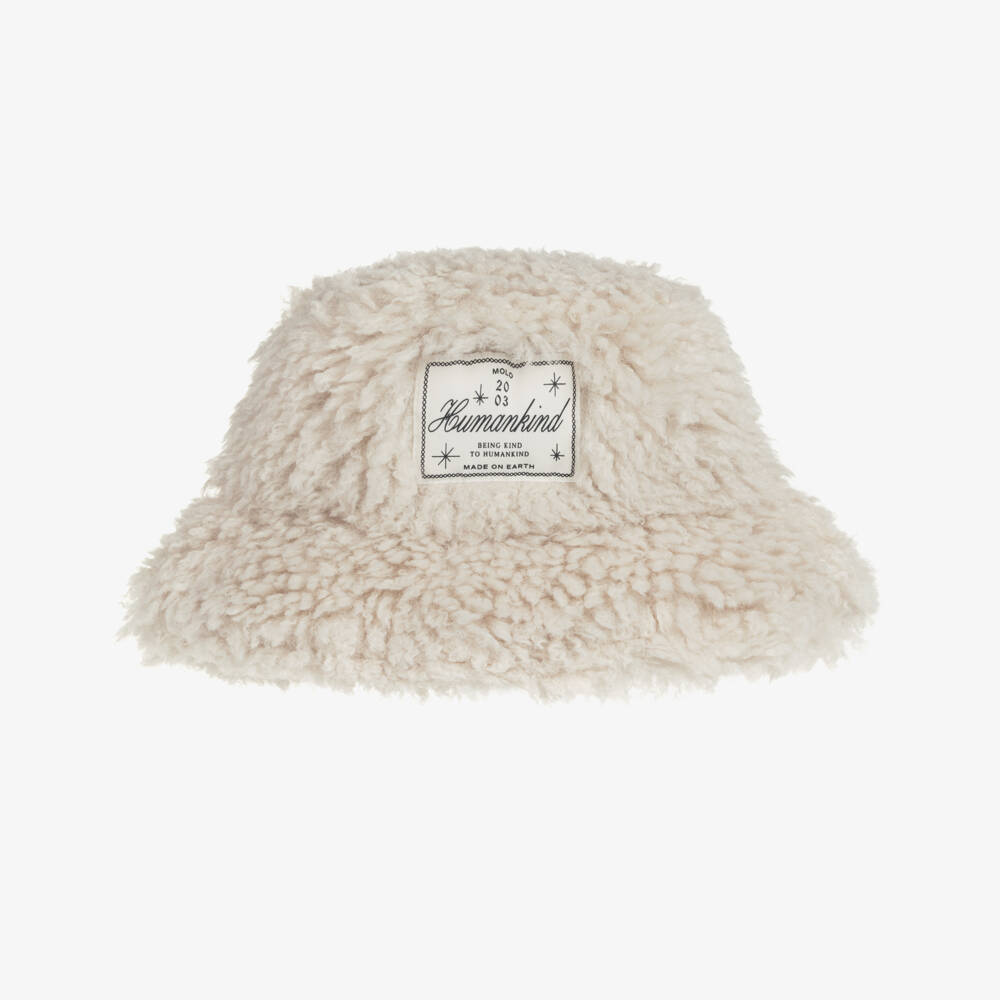 Molo-Ivory Fluffy Faux Shearling Bucket Hat | Childrensalon