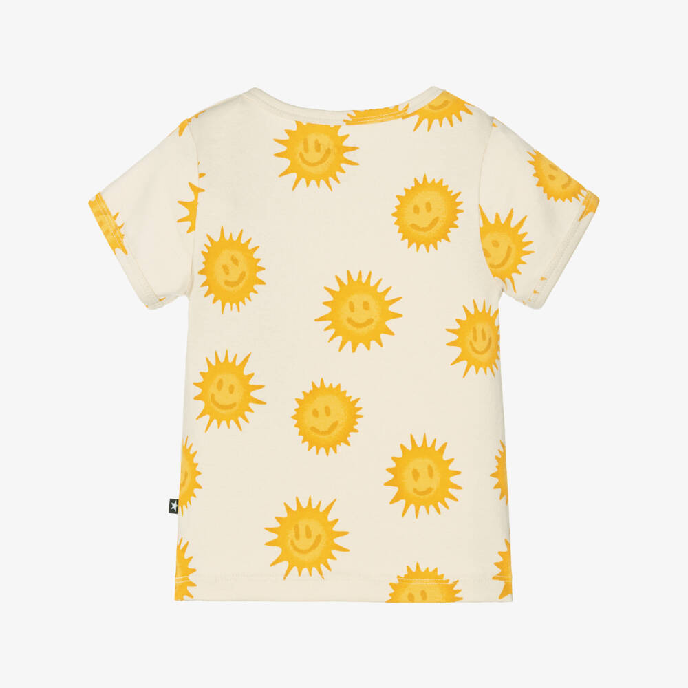Molo-Ivory Organic Cotton Sun Print T-Shirt | Childrensalon