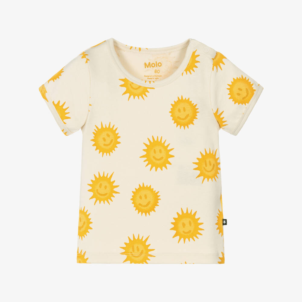 Molo-Ivory Organic Cotton Sun Print T-Shirt | Childrensalon