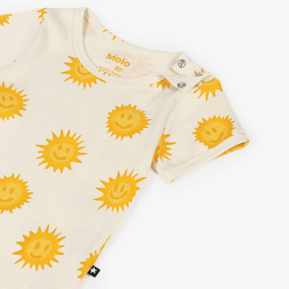 Molo-Ivory Organic Cotton Sun Print T-Shirt | Childrensalon