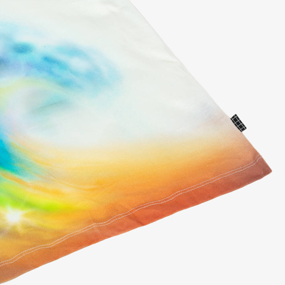 Molo-Ivory Organic Cotton T-Shirt with Colourful Wave Print | Childrensalon
