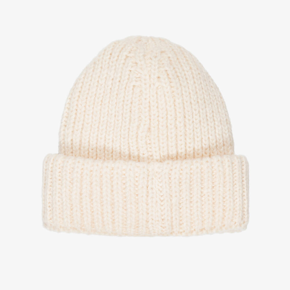 Molo-قبعة بيني محبوكة بوجه مبتسم لون عاجي | Childrensalon