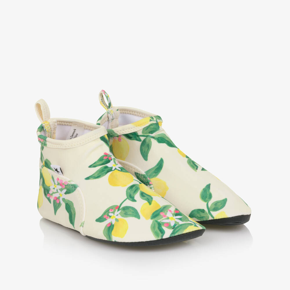 Molo-Ivory & Yellow Lemon Print Aqua Shoes (UPF50+) | Childrensalon