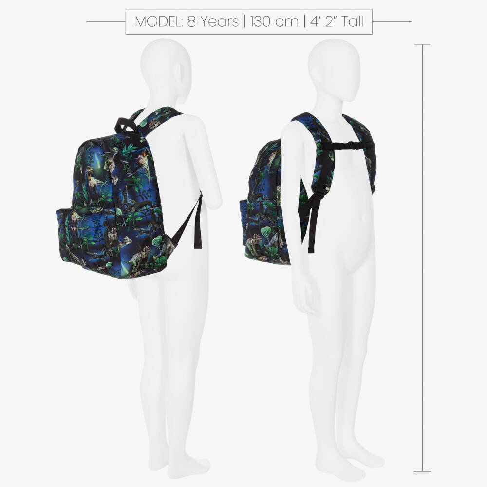 Molo-حقيبة ظهر بطبعة ديناصورات كانفاس لون كحلي للأولاد (42 سم) | Childrensalon