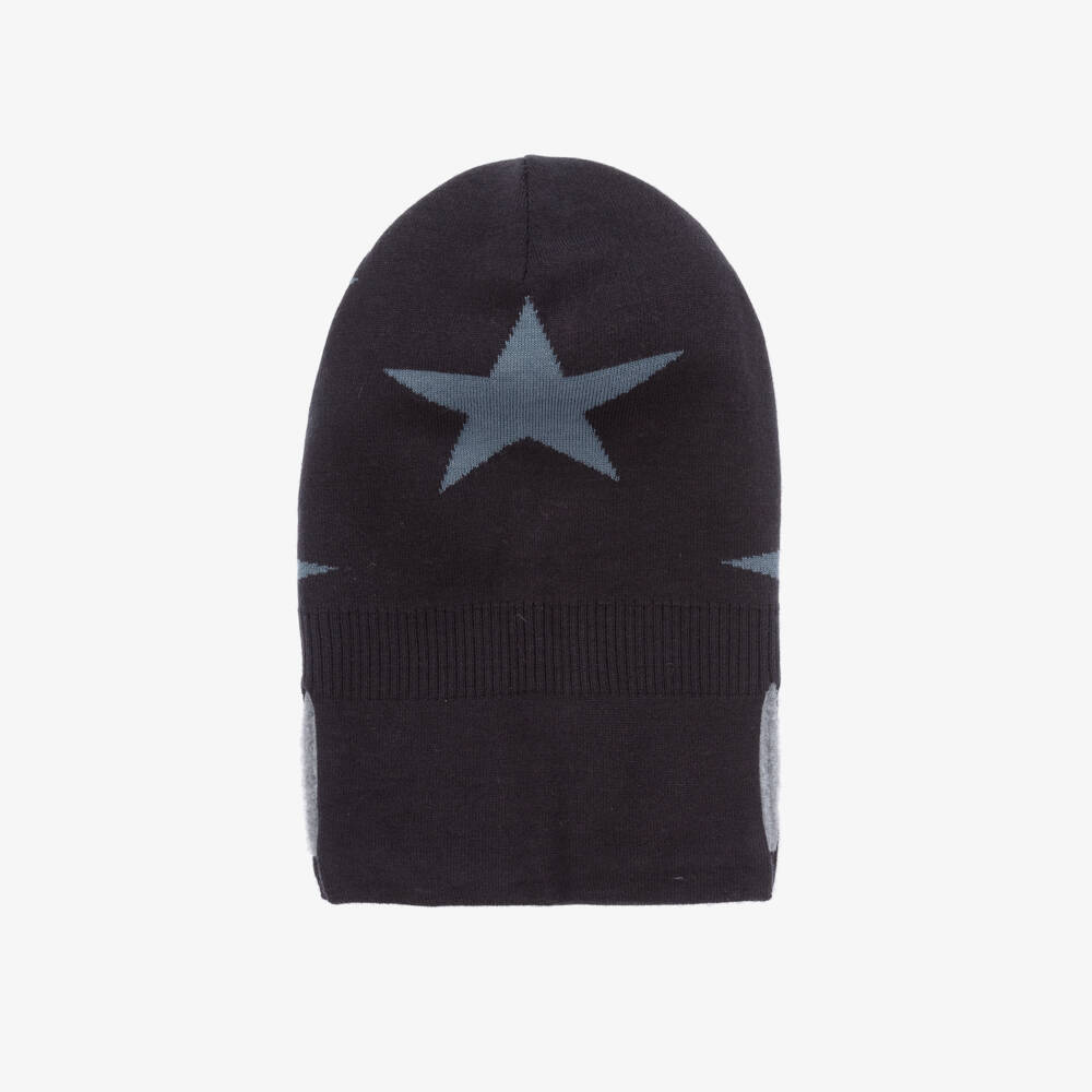 Molo-Navy Blue Knitted Star Balaclava | Childrensalon