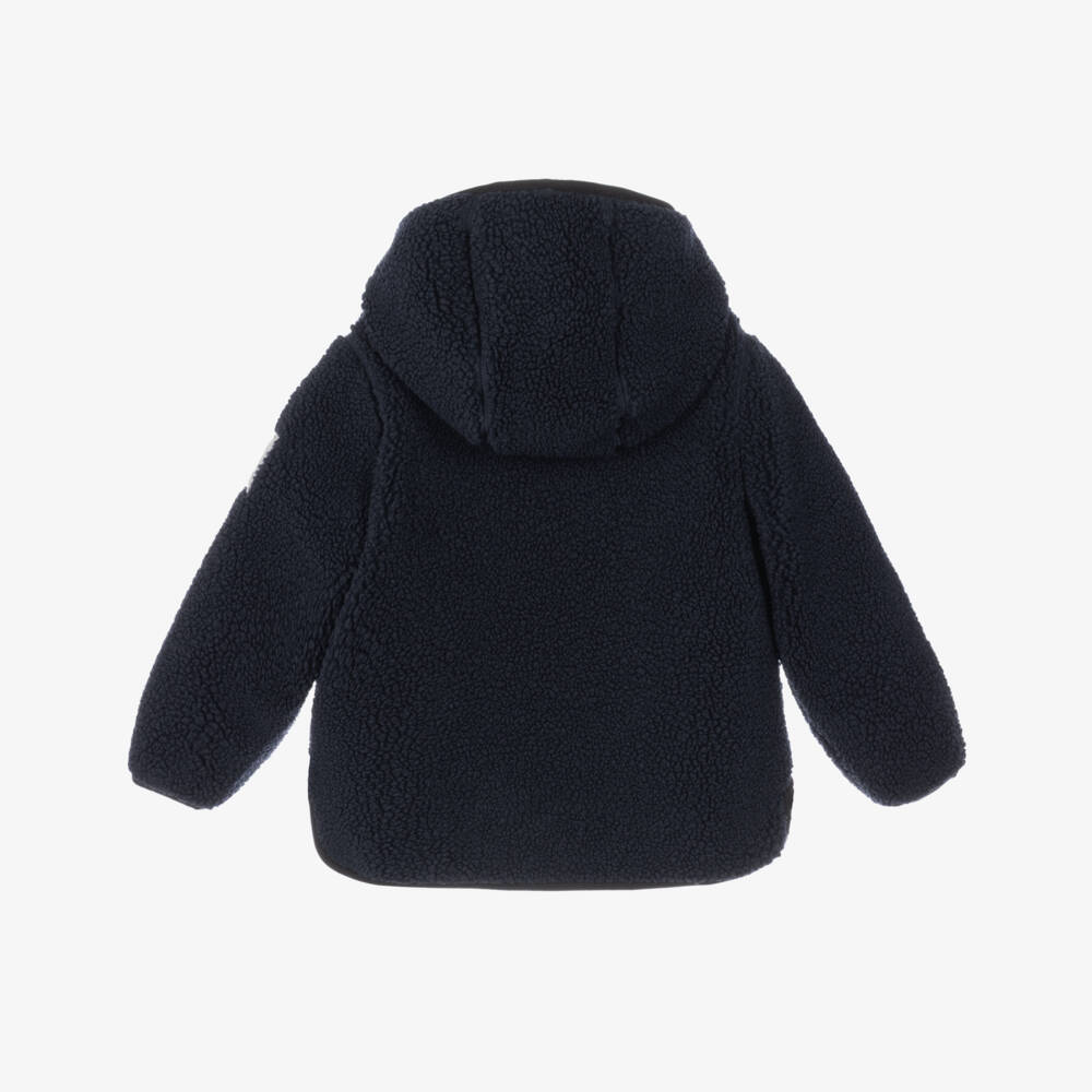 Molo-Navy Blue Sherpa Fleece Zip-Up Hooded Top | Childrensalon