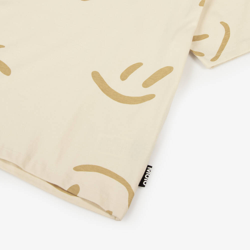 Molo-Футболка бежевая из хлопка со смайлами для мальчиков | Childrensalon