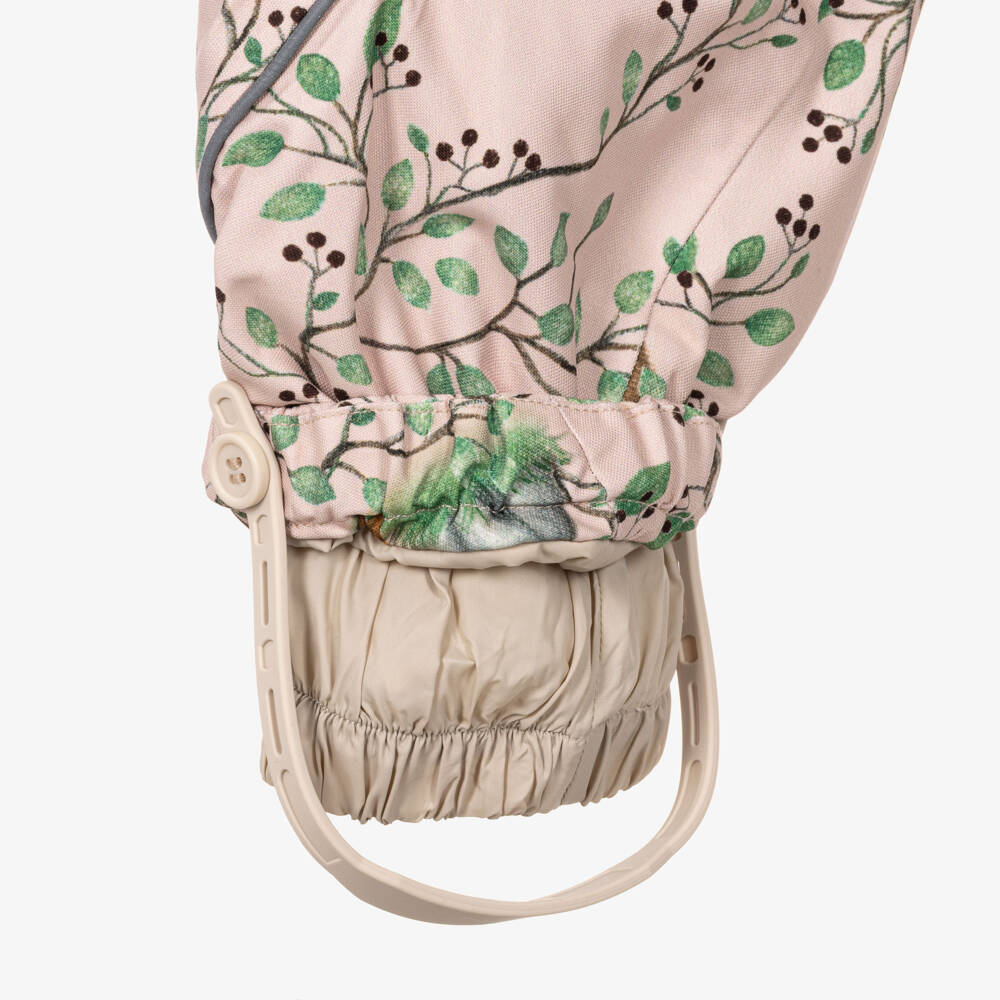 Molo-Pale Pink Woodland Print Technical Snowsuit | Childrensalon