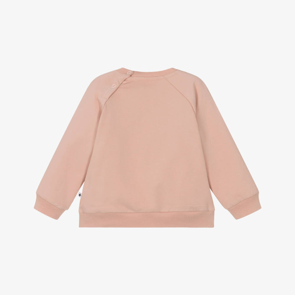 Molo-Pink Organic Cotton Smiling Face Sweatshirt | Childrensalon