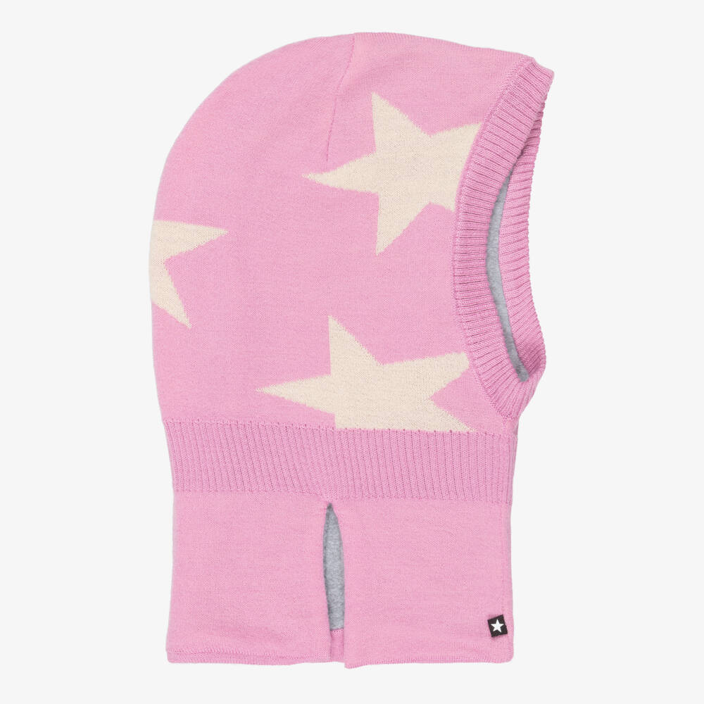 Molo-Pink Wool Knit Star Balaclava | Childrensalon
