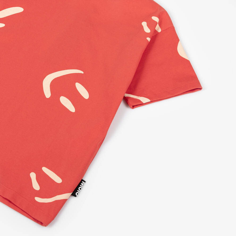 Molo-Футболка красная из хлопка со смайлами для мальчиков | Childrensalon