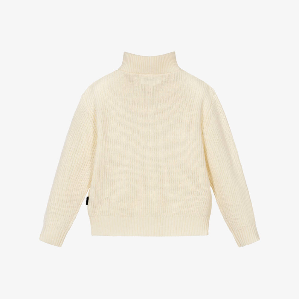 Molo-Ribbed Knit Sweater in Ivory | Childrensalon