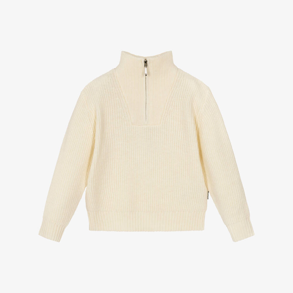 Molo-Ribbed Knit Sweater in Ivory | Childrensalon