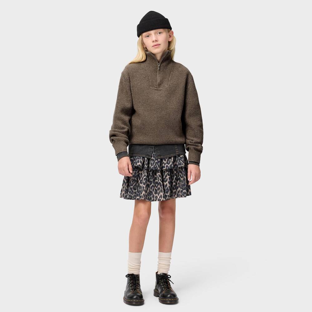 Molo-Ribbed Knit Sweater in Light Brown | Childrensalon