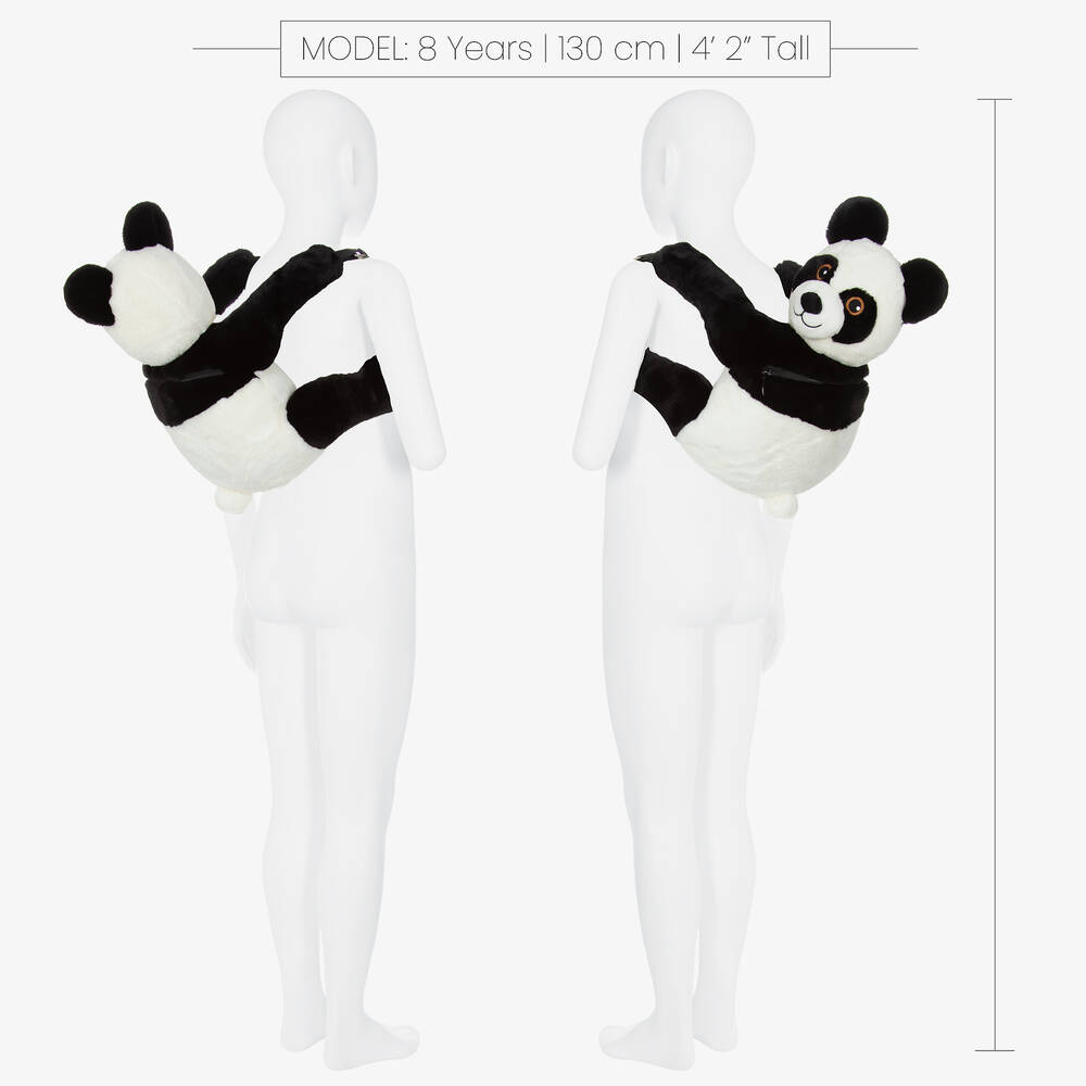Molo-White & Black Plush Panda Backpack (27cm) | Childrensalon